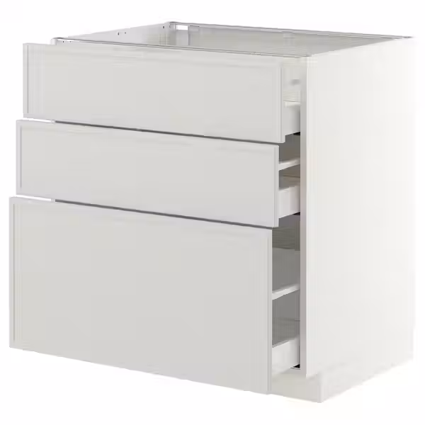 METOD / MAXIMERA Напольный шкаф с 3 ящиками - белый/Aspudden светло-серый 80x60 см - фото 1