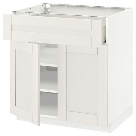Напольный шкаф + ящик/2дверцы, белый/Сэведаль белый 80x60 см IKEA МЕТОД / ФОРВАРА 992.655.67
