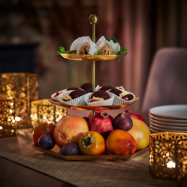 Сервировочные подставка, 3 яруса, золотой IKEA LJUVARE ЛЬЮВАРЕ 704.921.22 - схема-чертеж с размерами