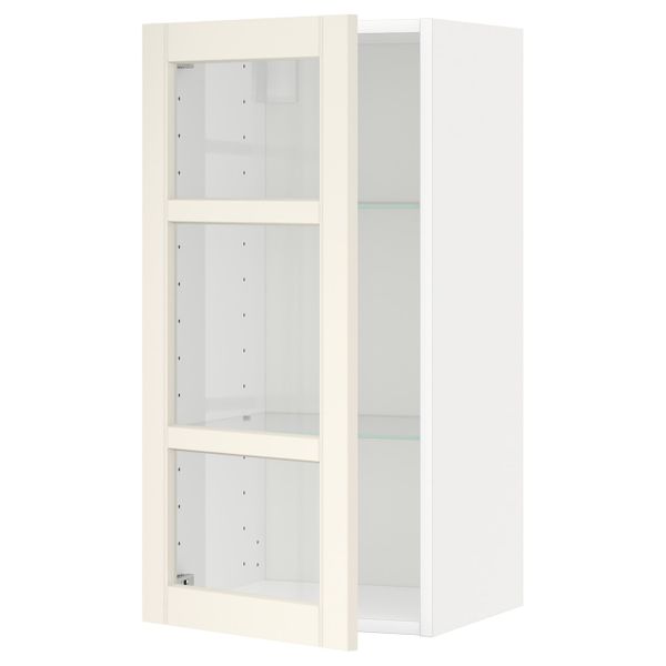 Навесной шкаф с полками, стекляными дв, белый/Хитарп белый с оттенком 40x80 см IKEA METOD МЕТОД 592.404.23 - схема-чертеж с размерами