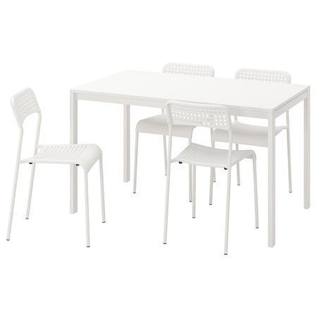 Стол и 4 стула, белый 125 см IKEA MELLTORP МЕЛЬТОРП / ADDE АДДЕ 992.299.18