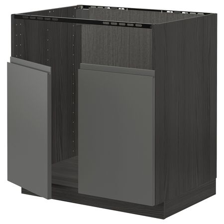 Шкаф для двойной мойки БРЕДШЁН, черный/Воксторп темно-серый 80x60 см IKEA МЕТОД 393.110.63
