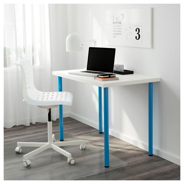 Стол ЛИННМОН / АДИЛЬС, белый, синий (100x60 см) - фото 2