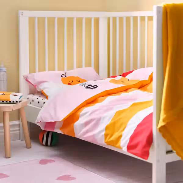 GRÖNFINK Пододеяльник и наволочка д/кроватки - разноцветный/в полоску 110x125/35x55 см - фото 5