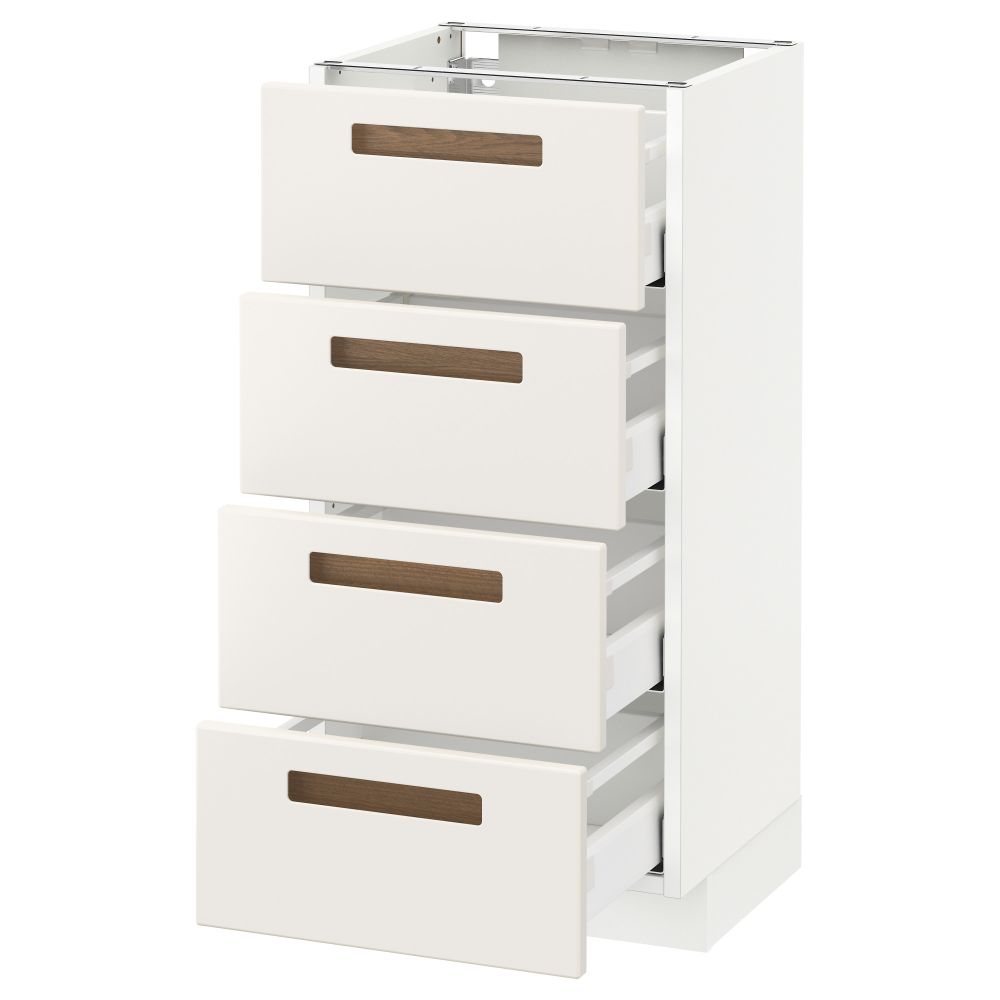 Напольный шкаф 4 фронтальных панели, 4 ящика МЕТОД / МАКСИМЕРА, белый, Мэрста белый - схема-чертеж с размерами