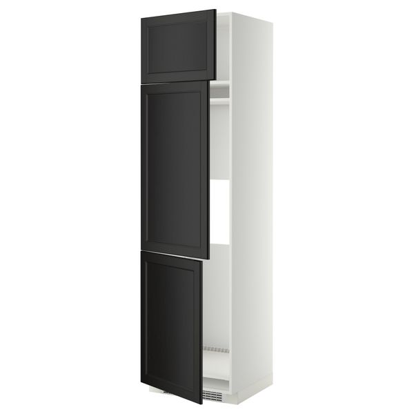 Высокий шкаф для холодильника или морозильника, с 3 дверями МЕТОД, белый, Лаксарби черно-коричневый - схема-чертеж с размерами