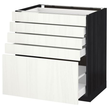 Напольный шкаф с 5 ящиками МЕТОД / МАКСИМЕРА, черный, Росдаль белый
