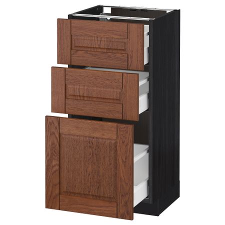 Напольный шкаф с 3 ящиками МЕТОД / МАКСИМЕРА, черный, Филипстад коричневый