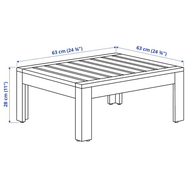 Стол, табурет секция, садовый, коричневая морилка 63x63 см IKEA ÄPPLARÖ ЭПЛАРО 503.763.50 - схема-чертеж с размерами