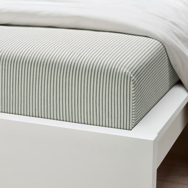 SOLFIBBLA СОЛФИББЛА Простыня - белый зеленый/полоска 150x260 см - фото 3