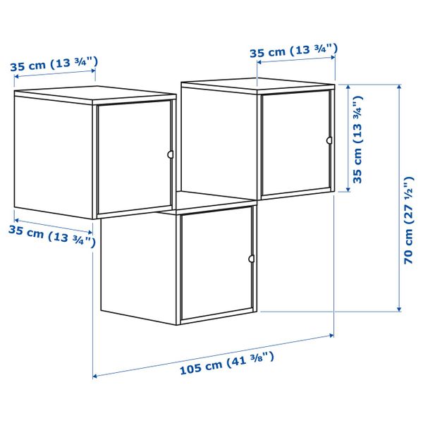 Комбинация для хранения, оранжевый/темно-зеленый 105x70 см IKEA ЛИКСГУЛЬТ 392.486.70 - схема-чертеж с размерами