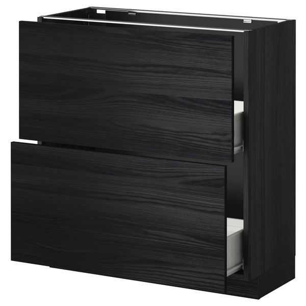 Напольный шкаф с 2 ящиками МЕТОД / ФОРВАРА, черный, Тингсрид черный - схема-чертеж с размерами