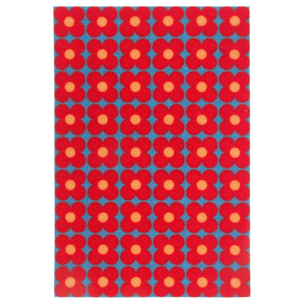 Придверный коврик СОММАР 2019, маленькие цветы синий, красный (40x60 см) - фото 1
