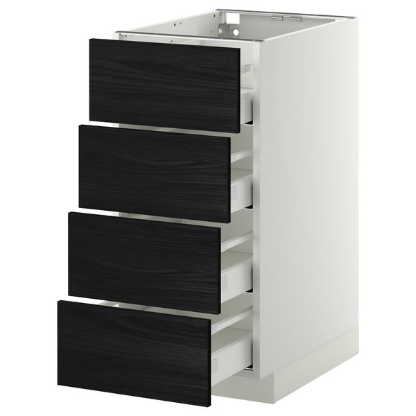Напольный шкаф 4 фронтальных панели, 4 ящика МЕТОД / МАКСИМЕРА, белый, Тингсрид черный - схема-чертеж с размерами