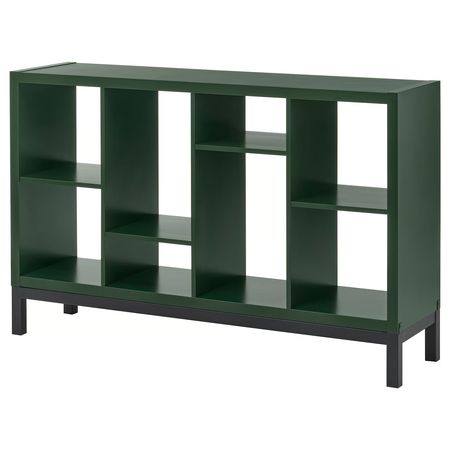KALLAX Стеллаж с основанием - темно-зеленый/чёрный 147x39x94 см