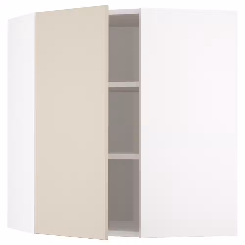 METOD Угловой навесной шкаф с полками - белый/Havstorp бежевый 68x80 см - фото 1