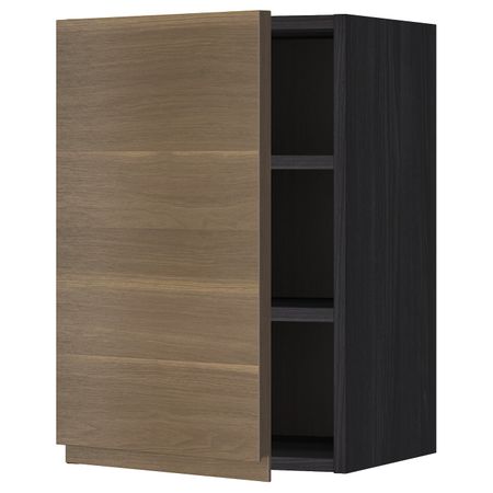 Шкаф навесной с полкой, черный/Воксторп грецкий орех 40x60 см IKEA МЕТОД 492.251.83