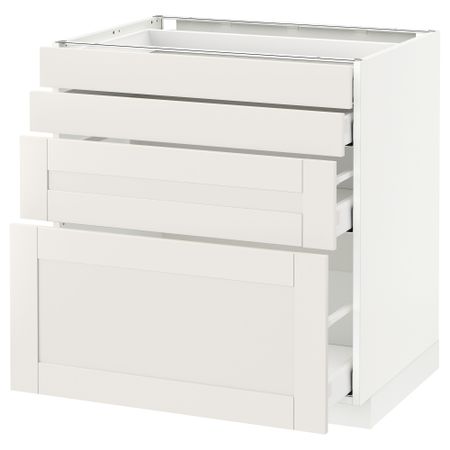 Напольный шкаф 4 фронтальных панели, 4 ящика МЕТОД / МАКСИМЕРА, белый, Сэведаль белый