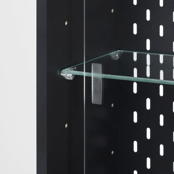 Шкаф-витрина/панель/2компл аксесс, темно-серый/черный IKEA UPPSPEL УППСПЕЛЬ 094.373.99 - фото 2