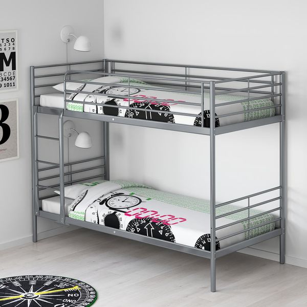 SVÄRTA Каркас 2-ярусной кровати - серебристый 90x200 см - схема-чертеж с размерами