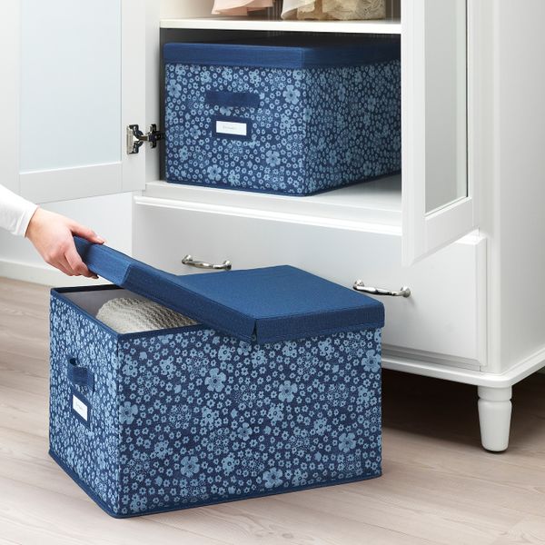 Коробка с крышкой, синий, белый 35x50x30 см IKEA СТОРСТАББЕ 303.954.01 - фото 4