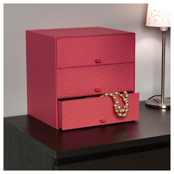 Мини-комод с 3 ящиками ПАЛЬРА, красный (31x26x31 см) - фото 2