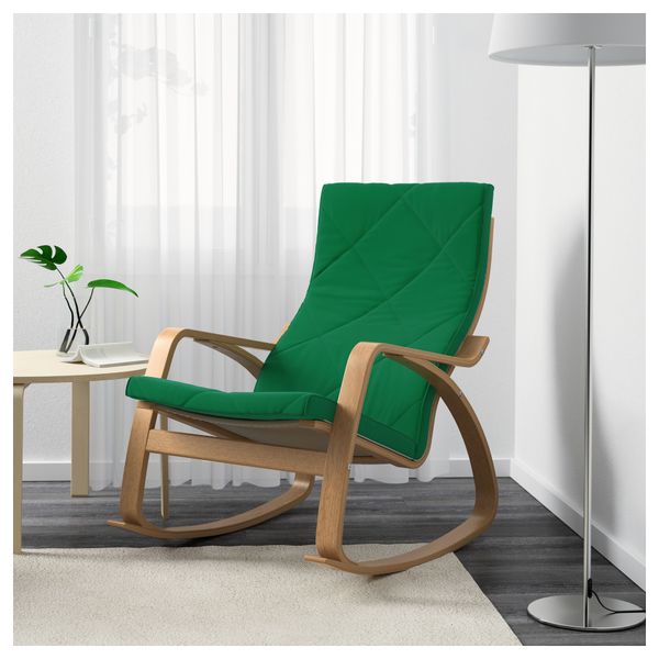Кресло-качалка ПОЭНГ, дубовый шпон, Сандбакка зеленый - фото 2
