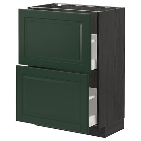 Напольный шкаф с 2 ящиками, черный/Будбин темно-зеленый 60x37 см IKEA МЕТОД / МАКСИМЕРА 593.145.55