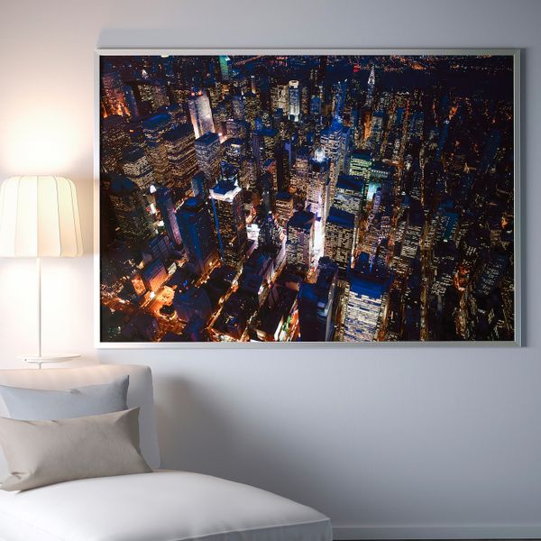 Картина с рамой, Огни Нью-Йорка/цвет алюминия 200x140 см IKEA БЬЁРКСТА 592.072.68 - фото 2