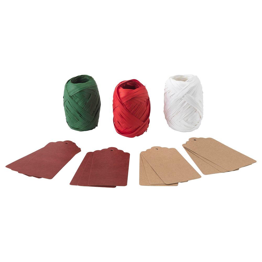 Набор для/упаковки подарков,15 предмета ВИНТЕР 2018, красный, естественный - фото 1