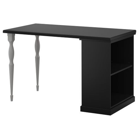 Стол и модуль для хранения КЛИМПЕН / НИПЕН, черный, серый (120x60 см)