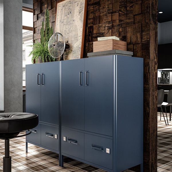 Шкаф с электронным замком, синий 80x119 см IKEA IDÅSEN ИДОСЕН 892.872.11 - фото 2