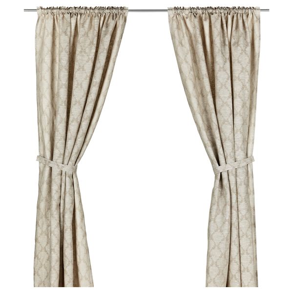 Гардины с прихватом, 1 пара РОКЕНТРАВ, бежевый (180x270 см) - схема-чертеж с размерами