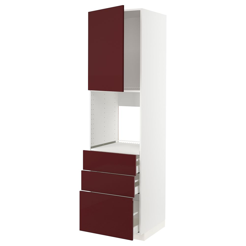 Высокий шкаф для духовки, дверь, 3 ящика, 60x60x220 cm IKEA METOD МЕТОД, MAXIMERA МАКСИМЕРА 794.681.51 - фото 1