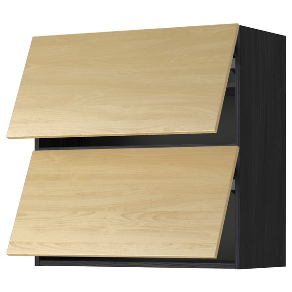 Навесной шкаф, 2 дверцы, горизонтальный МЕТОД, черный, Тингсрид береза - схема-чертеж с размерами
