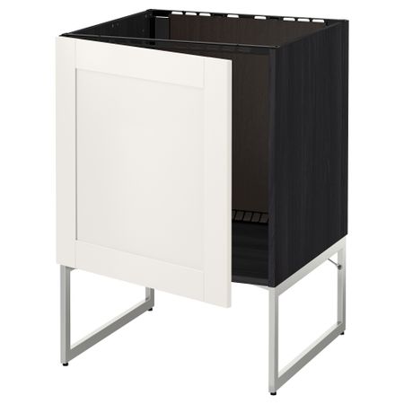 Напольный шкаф для раковины МЕТОД, черный, Сэведаль белый (60x60x60 см)