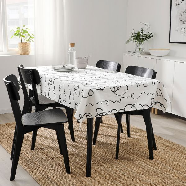 Ткань, белый, черный 150 см IKEA LINVECKLARE ЛИНВЕККЛАРЕ 605.139.26 - схема-чертеж с размерами