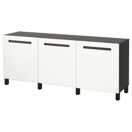 Комбинация для хранения с дверцами БЕСТО, черно-коричневый, Марвикен белый (180x40x74 см)