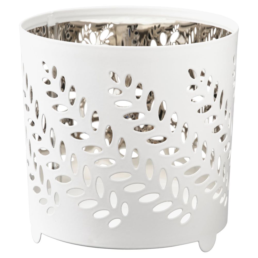 Подсвечник для греющей свечи, белый, серебристый 8 см IKEA STABBIG СТАБИГ 504.642.95 - фото 1