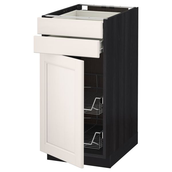 Напольный шкаф, дверца, 2 ящика, проволочных корзин МЕТОД / ФОРВАРА, черный, Лаксарби белый - схема-чертеж с размерами