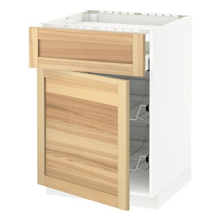Шкаф для варочной панели/ящик/2пр крз, белый/Торхэмн ясень 60x60 см IKEA METOD МЕТОД / MAXIMERA МАКСИМЕРА 994.445.12