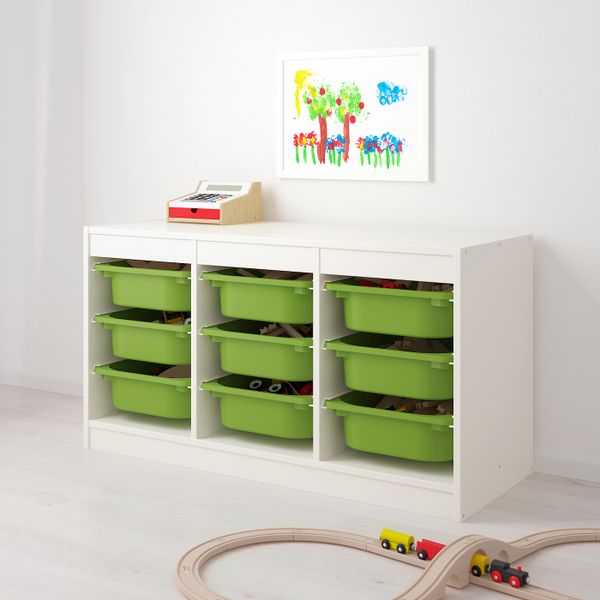 Комбинация для/хранения+контейнеры, белый, зеленый 99x44x56 см IKEA ТРУФАСТ 692.221.93 - фото 2