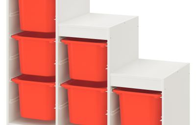 Комбинация для хранения, белый, оранжевый, 99x44x94 см IKEA TROFAST ТРУФАСТ 493.355.39