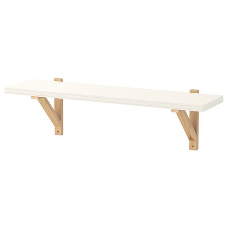 Полка навесная, белый, береза, 80x22 см IKEA БЕРГСХУЛЬТ / ЭКБИ ВАЛЬТЕР 592.906.96