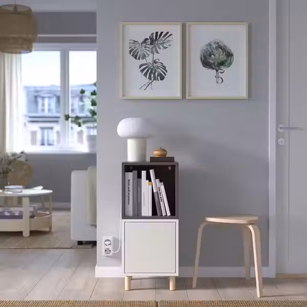 EKET Комбинация шкафов с ножками - белый темно-серый/дерево 35x35x80 см - фото 3