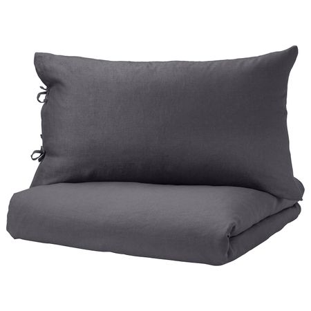 Пододеяльник и 2 наволочки, темно-серый, 200x200/50x70 см IKEA ПУДЕРВИВА 003.530.30