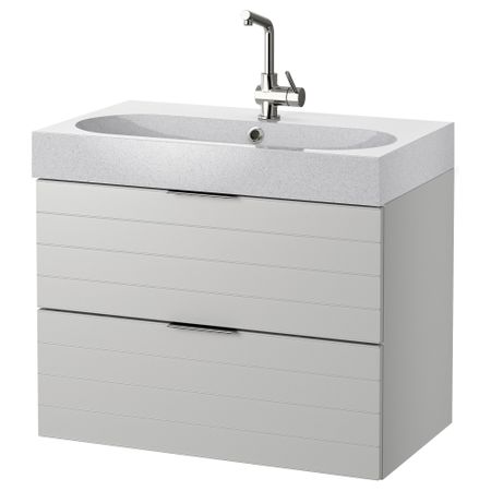 Шкаф для раковины с 2 ящиками ГОДМОРГОН / БРОВИКЕН, светло-серый (80x49x68 см)