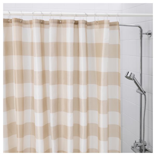 Штора для ванной АГГЕРСУНД, бежевый, белый (180x200 см) - схема-чертеж с размерами