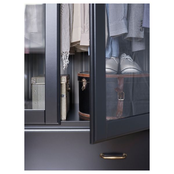 Шкаф платяной УНДРЕДАЛЬ, черный, серое стекло (102x62x203 см) - фото 5