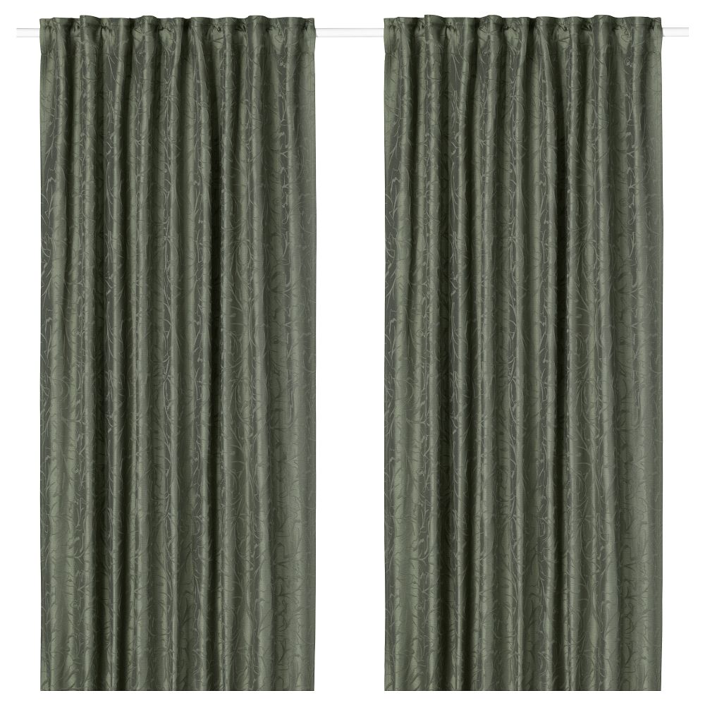 Гардины, 1 пара ФРИТСЕ, зеленый (145x300 см) - фото 1